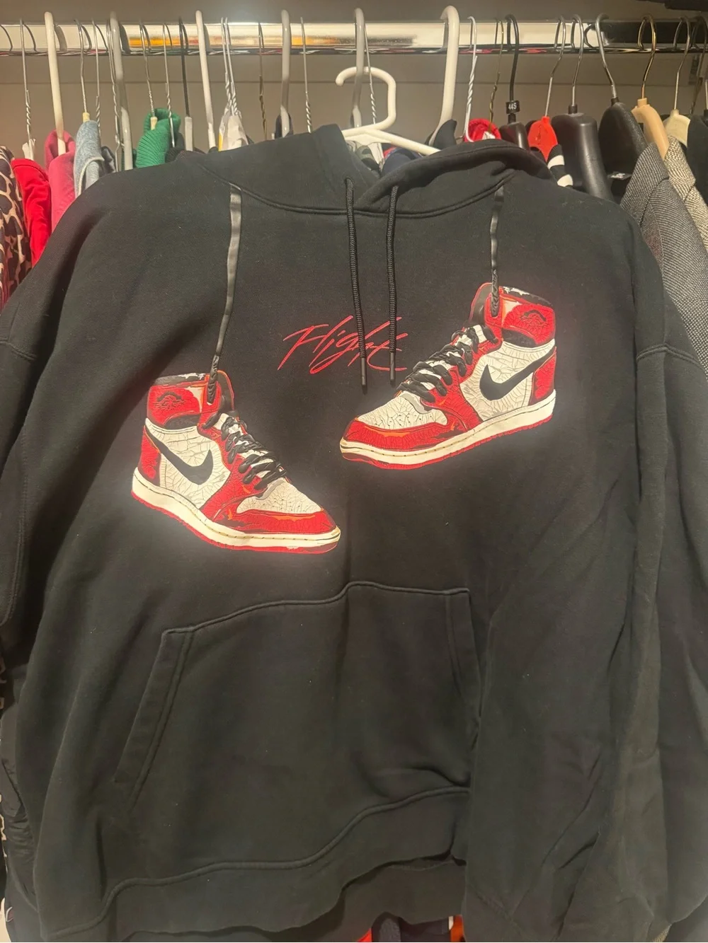 Jordan Black Hoodie with Red Script & Jumpman